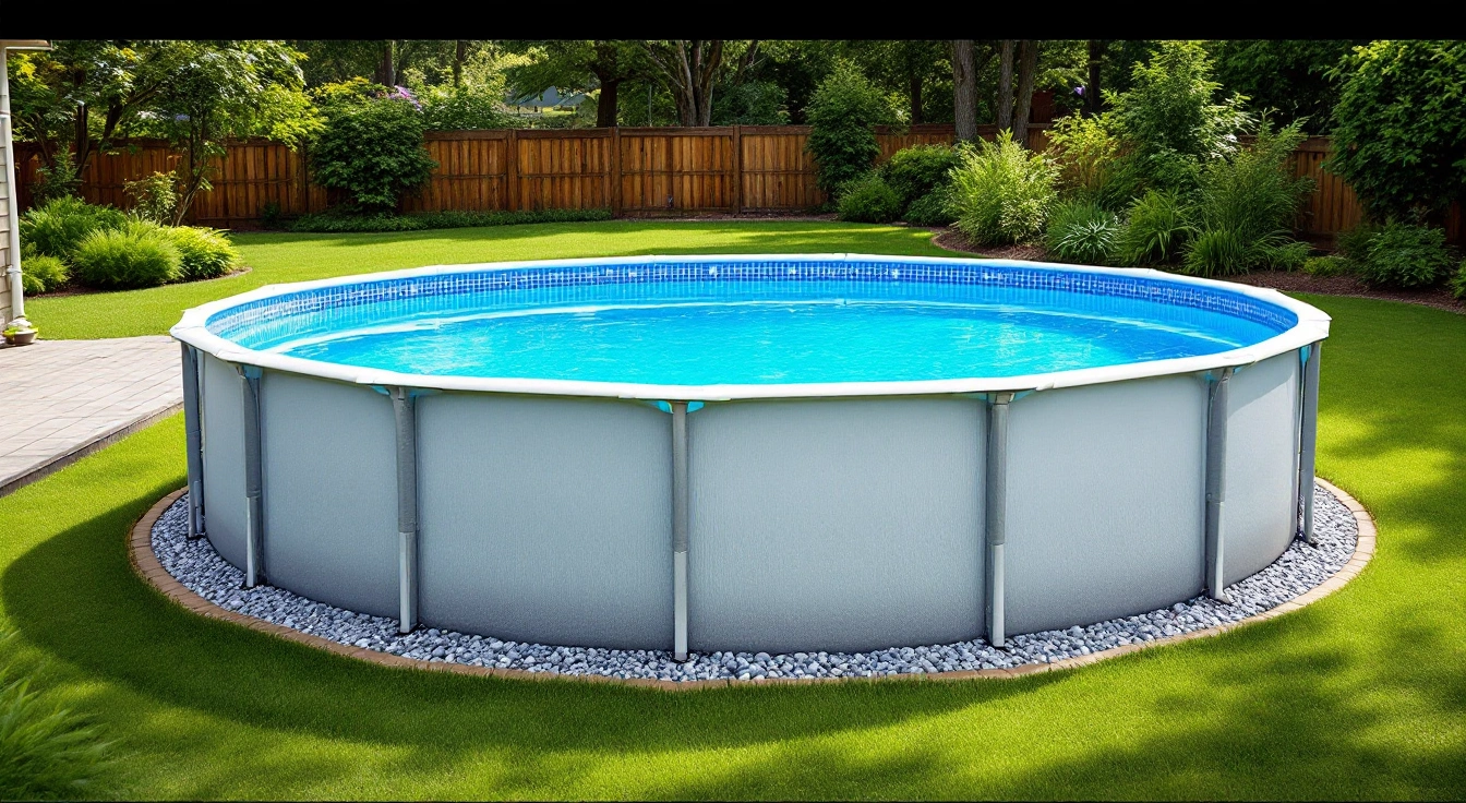 Above-ground pool with a visible waterline