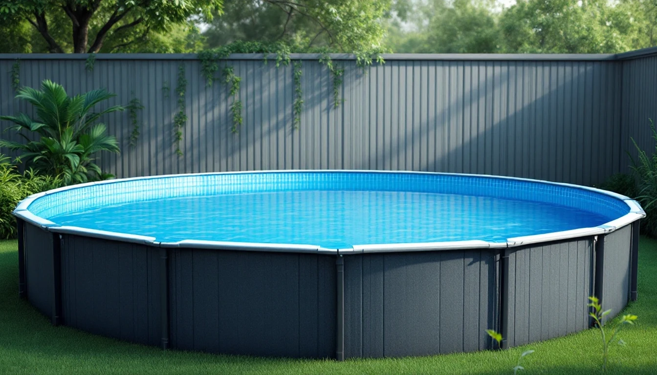 Round above-ground pool viewed from above